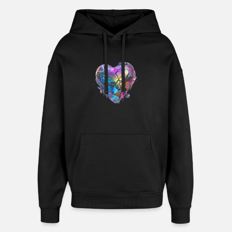 Cœur brisé de pierre - Sweat à capuche unisexe Stanley/Stella Oversized - noir