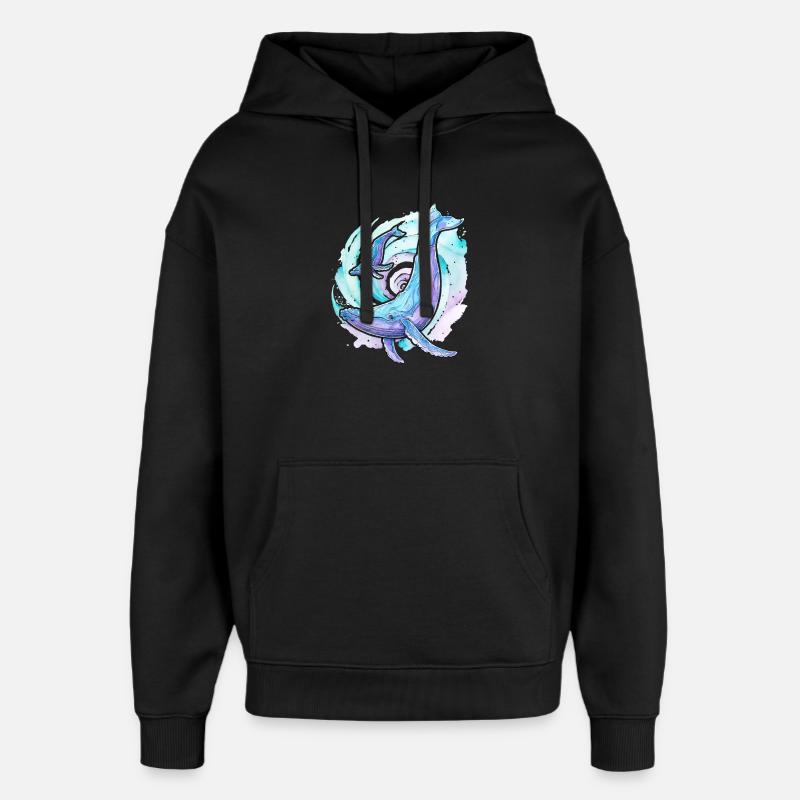 Buckelwal mit Kalb - Oversized Unisex Hoodie von Stanley/Stella - Schwarz