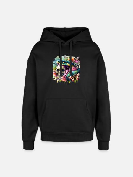 Serpent Crâne - Sweat à capuche unisexe Stanley/Stella Oversized - noir