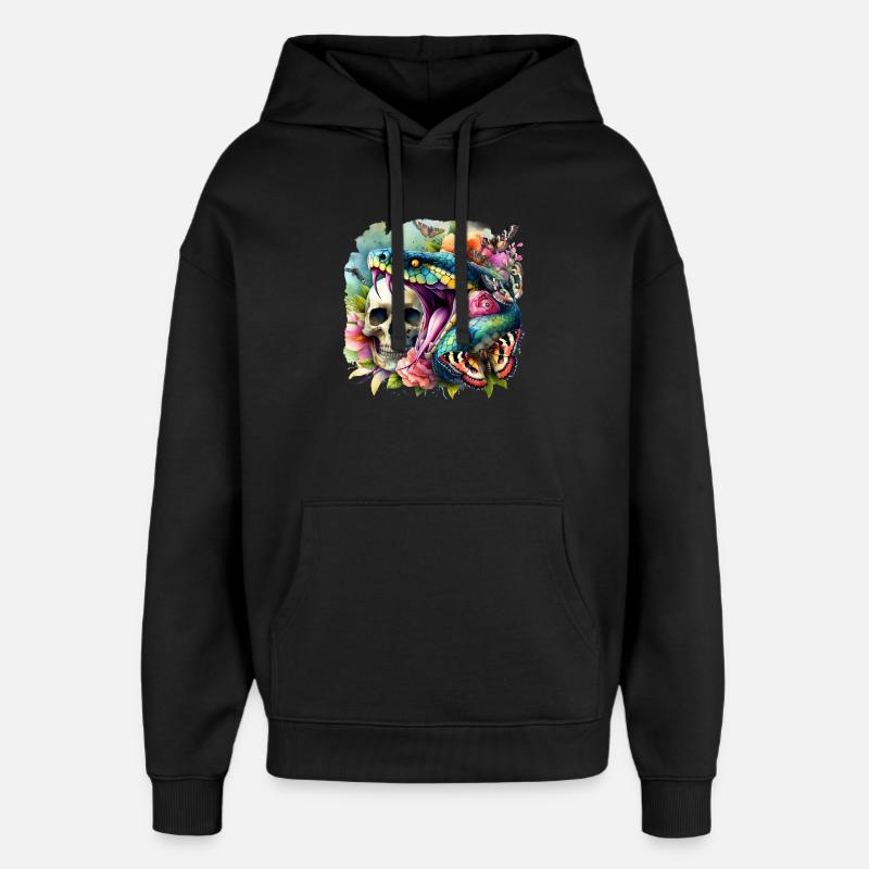 Serpent Crâne - Sweat à capuche unisexe Stanley/Stella Oversized - noir