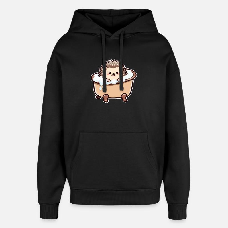 Hérisson mignon dans la baignoire - Sweat à capuche unisexe Stanley/Stella Oversized - noir