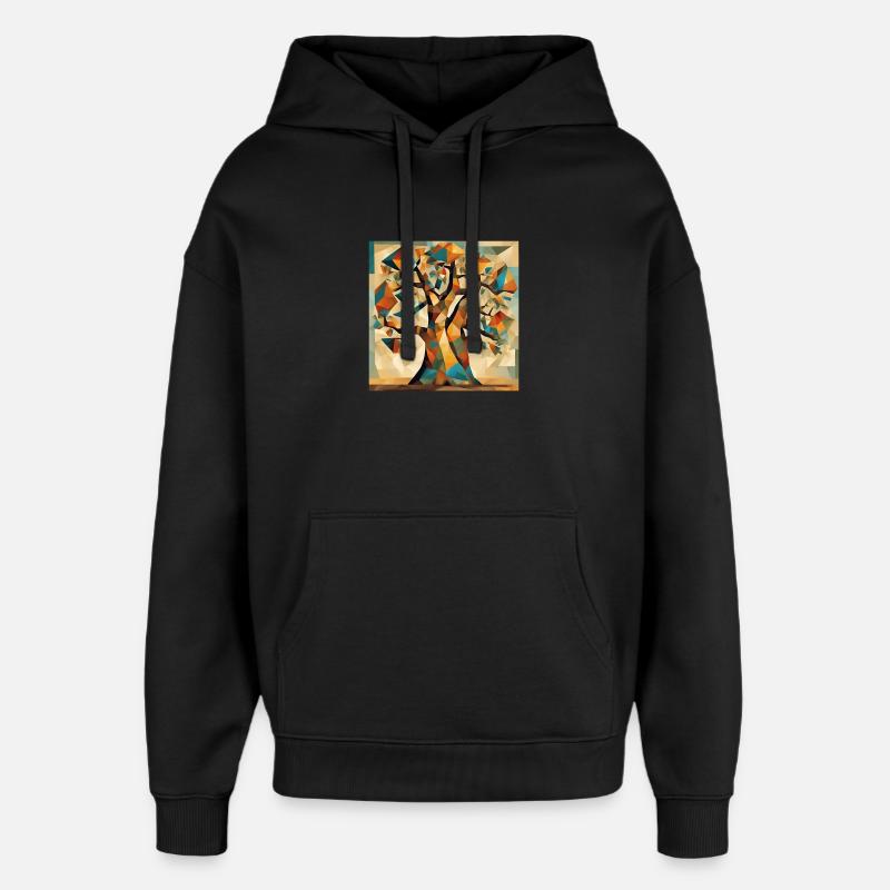 Herbstbaum in Geometrie - Oversized Unisex Hoodie von Stanley/Stella - Schwarz
