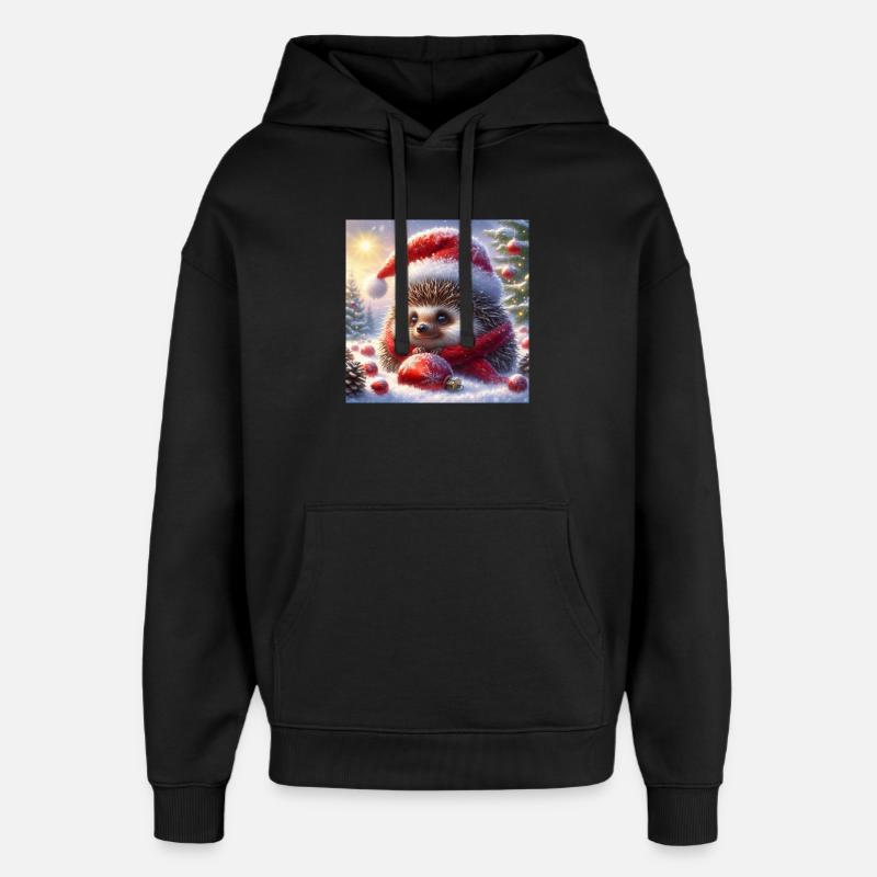 Hérisson de Noël - Sweat à capuche unisexe Stanley/Stella Oversized - noir