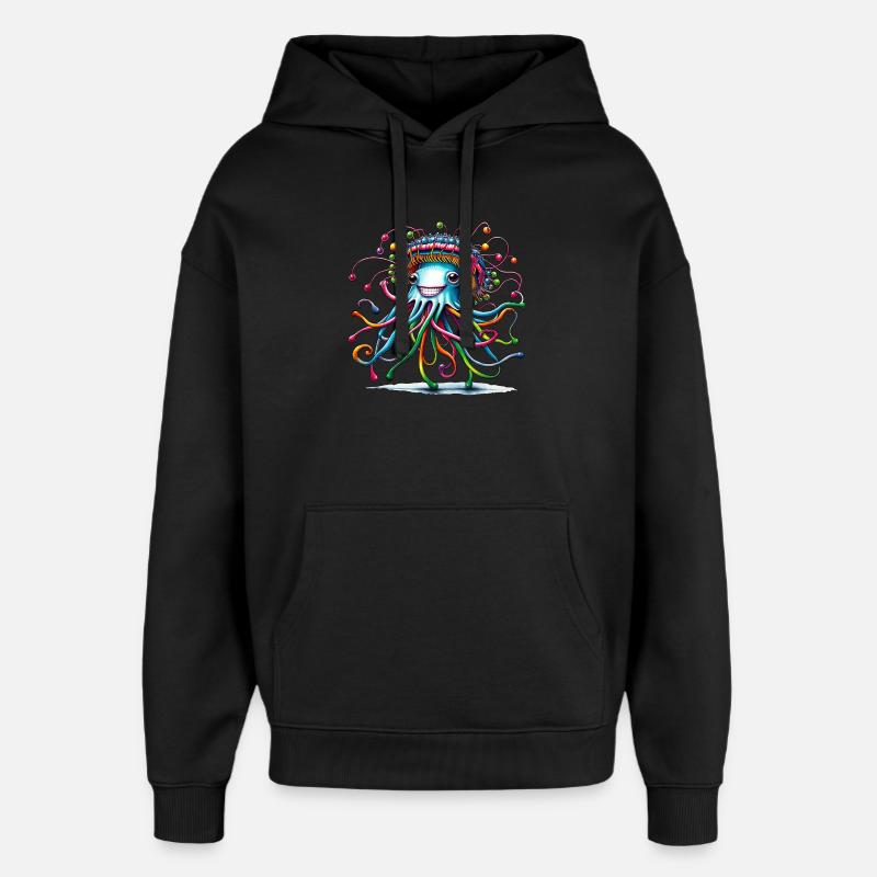 Méduse Chapeau Méduse Animaux Tendance 2024 Coloré - Sweat à capuche unisexe Stanley/Stella Oversized - noir