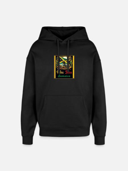 Jamaica Ocho Rios Reggae Design - Oversized Unisex Hoodie by Stanley/Stella - black