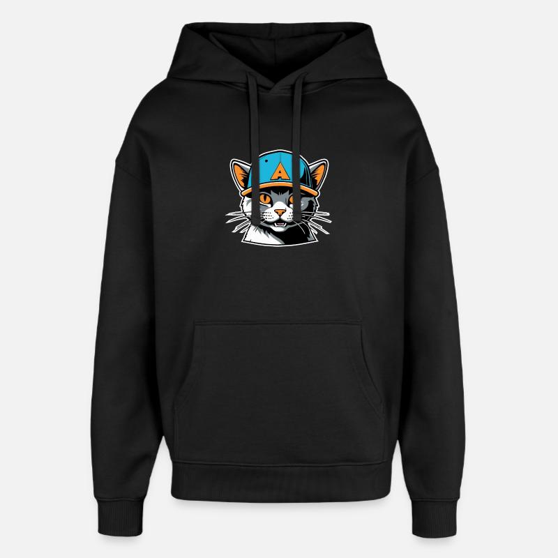 Katze mit Hut - Oversized Unisex Hoodie von Stanley/Stella - Schwarz