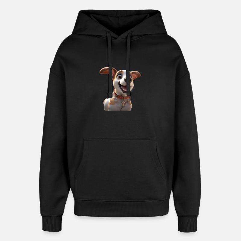 Joyeuse Animation Dog - Sweat à capuche unisexe Stanley/Stella Oversized - noir