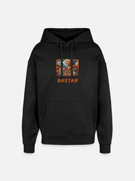 Bhutan dragon Buddha Thimphu - Oversized Unisex Hoodie by Stanley/Stella - black