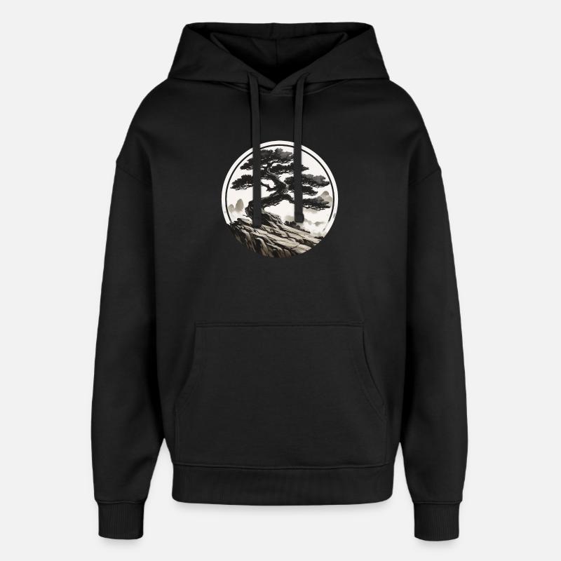 Paysage Asiatique - Sweat à capuche unisexe Stanley/Stella Oversized - noir