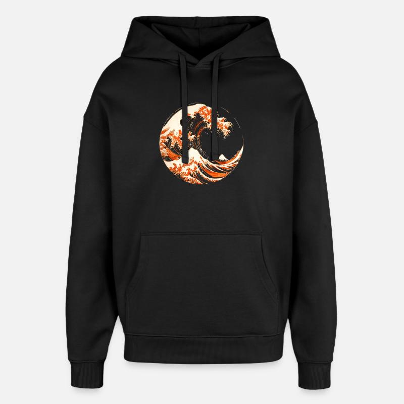 Stylized Hokusai Wave - Oversized Unisex Hoodie by Stanley/Stella - black