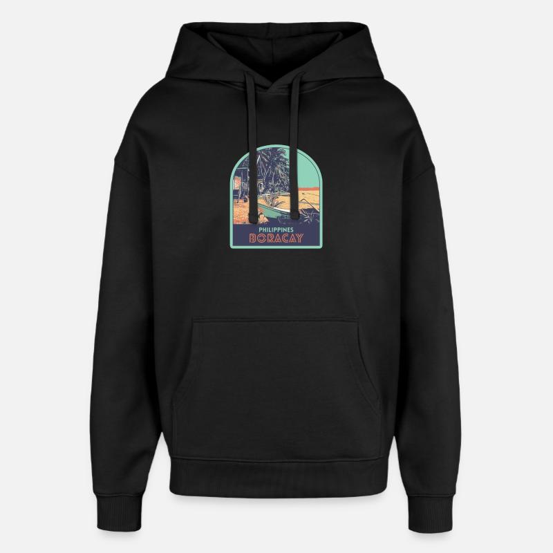 Paradis sur Terre : Boracay, Philippines - Sweat à capuche unisexe Stanley/Stella Oversized - noir