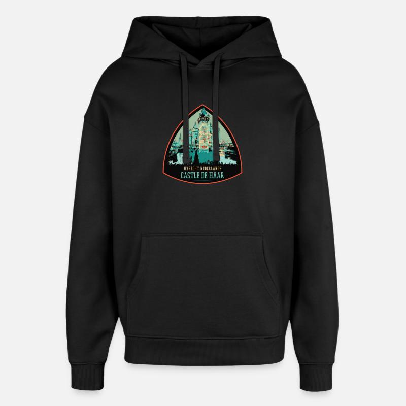 Château de Haar: Élégance hollandaise - Sweat à capuche unisexe Stanley/Stella Oversized - noir