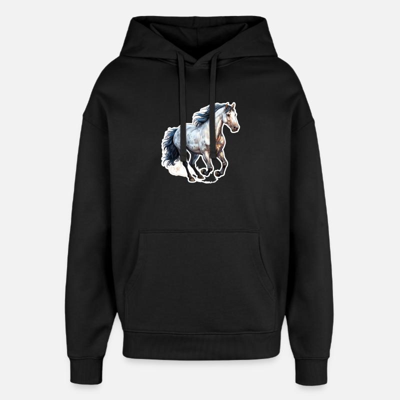 Cheval sauvage - Sweat à capuche unisexe Stanley/Stella Oversized - noir