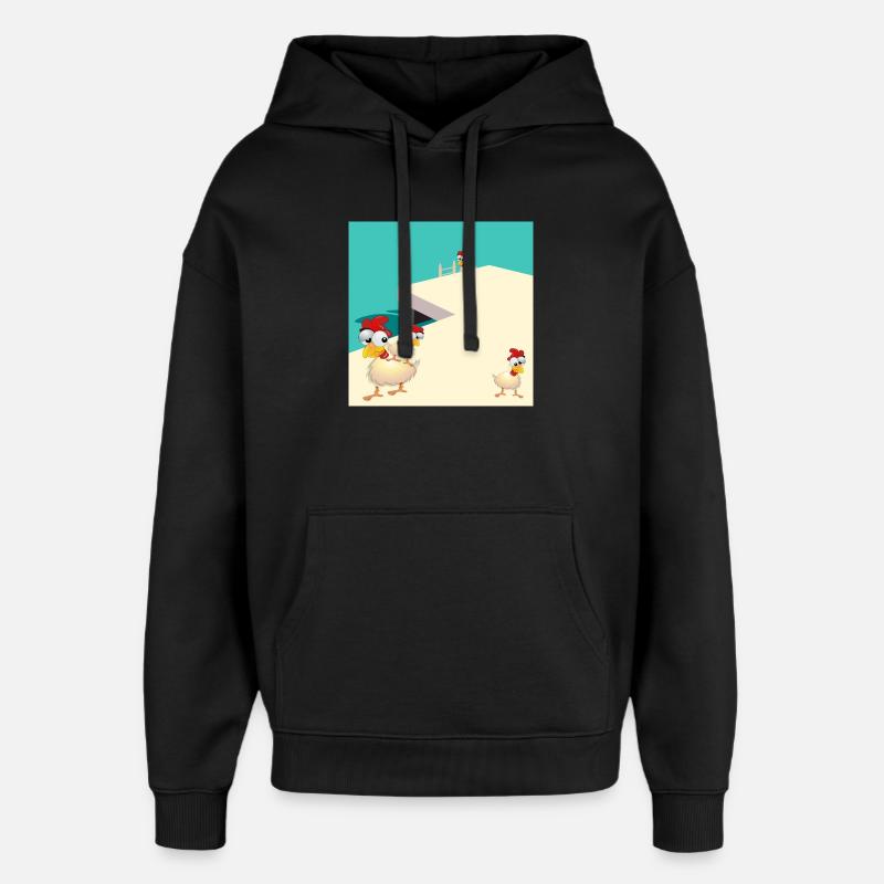 HÜHNER SCHWIMMEN AM SEE - Oversized Unisex Hoodie von Stanley/Stella - Schwarz