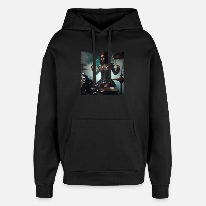 Schlagzeugerin - Oversized Unisex Hoodie von Stanley/Stella - Schwarz