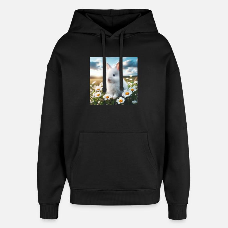 Adorable lapin blanc - Sweat à capuche unisexe Stanley/Stella Oversized - noir