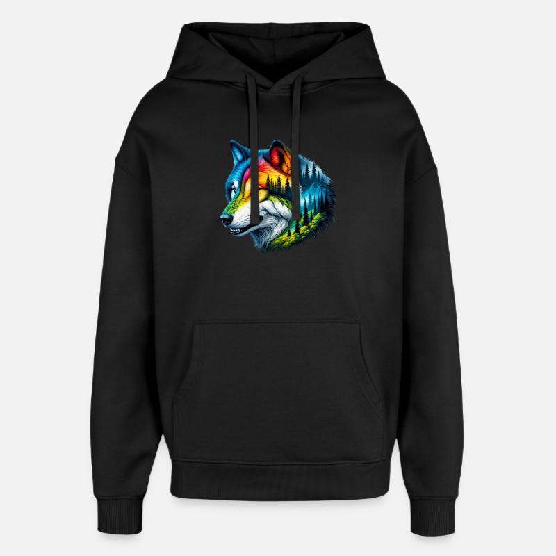 Wolf - Oversized Unisex Hoodie by Stanley/Stella - black