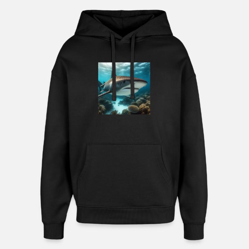 Requin-tigre - Sweat à capuche unisexe Stanley/Stella Oversized - noir