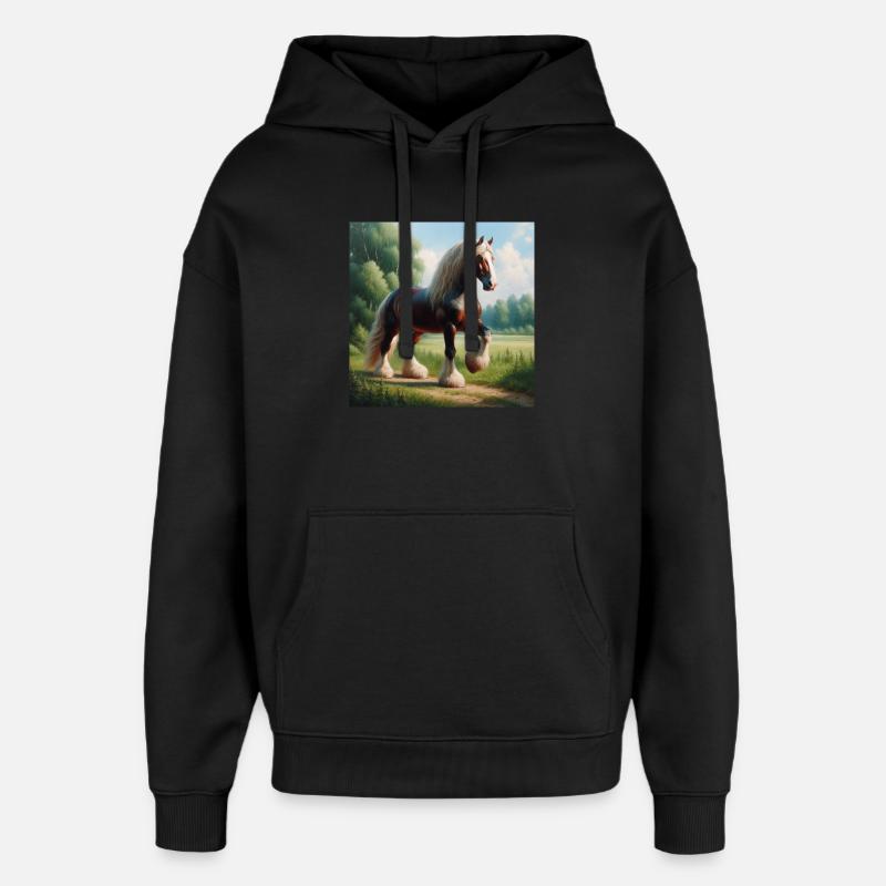 Aquarell Percheron Pferd - Oversized Unisex Hoodie von Stanley/Stella - Schwarz