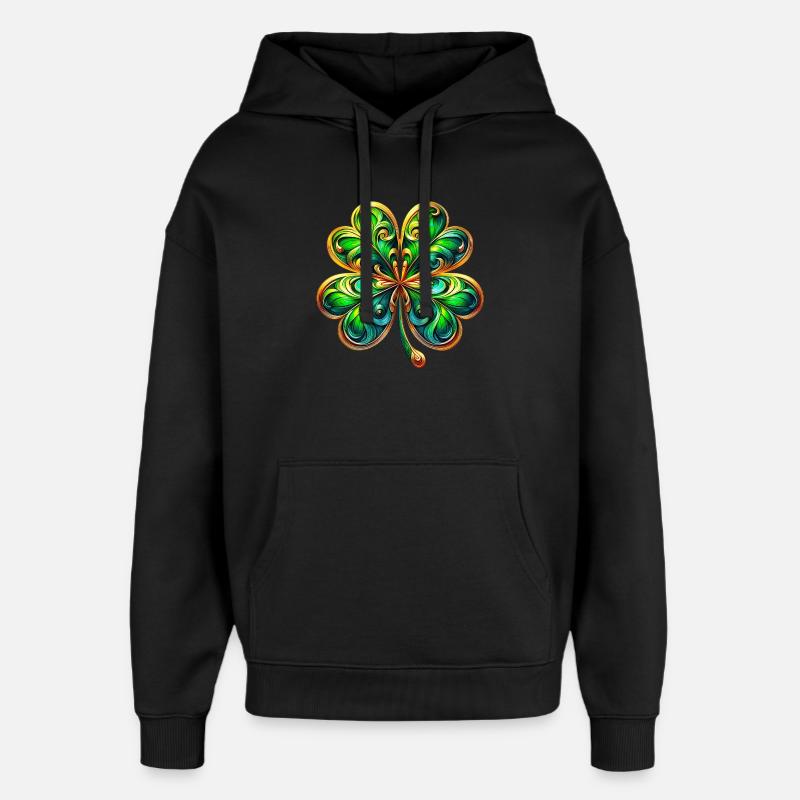 Vierblättriges Kleeblatt - Oversized Unisex Hoodie von Stanley/Stella - Schwarz
