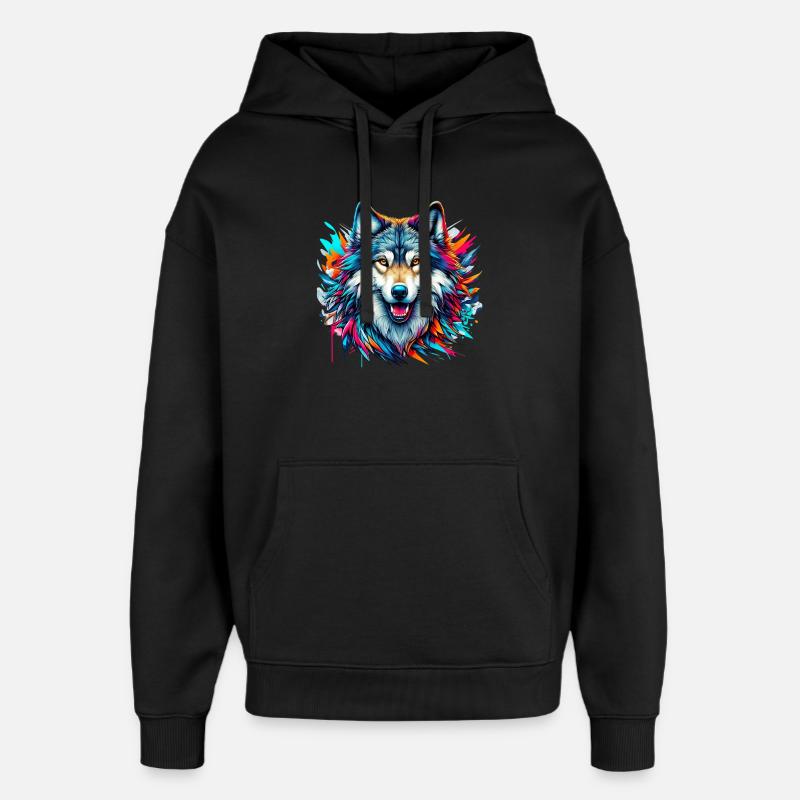 Loup - Sweat à capuche unisexe Stanley/Stella Oversized - noir