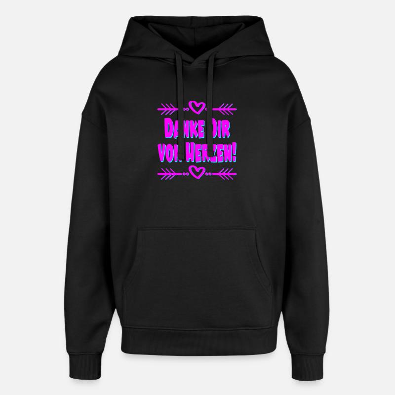DANKE DIR VON HERZEN - Oversized Unisex Hoodie von Stanley/Stella - Schwarz