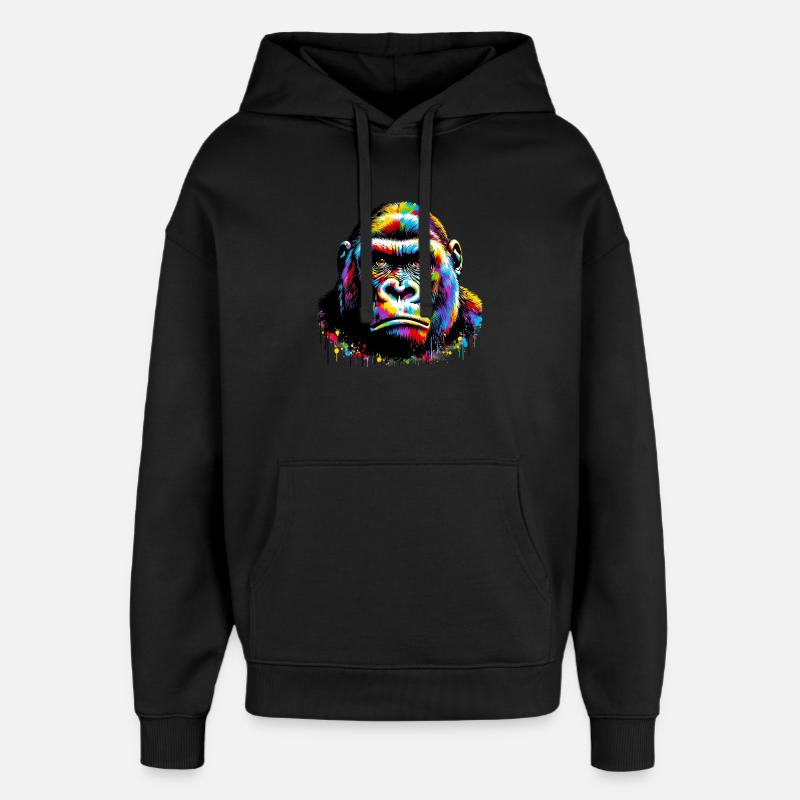 Gorille - Sweat à capuche unisexe Stanley/Stella Oversized - noir