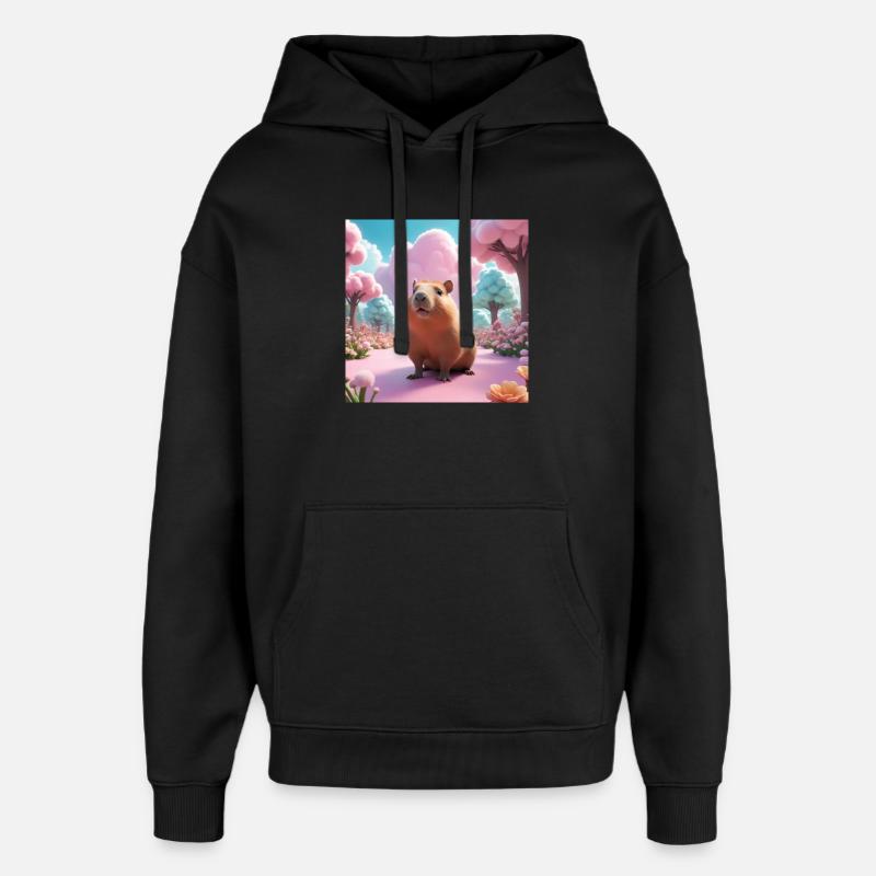 Capybara in the Magic Garden - Oversized Unisex Hoodie by Stanley/Stella - black