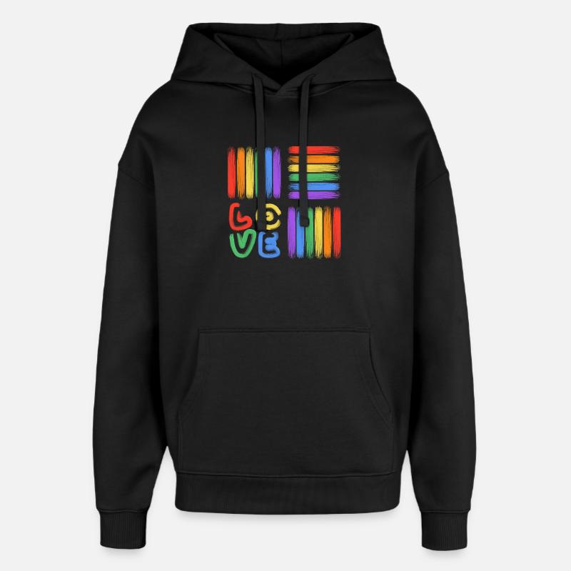 Regenbogen-Liebe Pinselkunst - Oversized Unisex Hoodie von Stanley/Stella - Schwarz