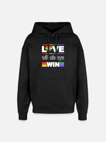 Love Wins Pride Heart - Oversized Unisex Hoodie by Stanley/Stella - black