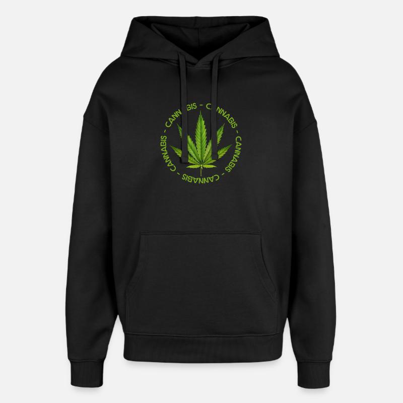 Couronne Cannabis Feuille Verte - Sweat à capuche unisexe Stanley/Stella Oversized - noir