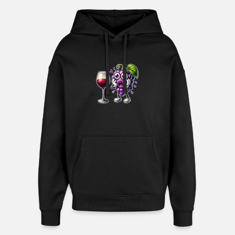 Funny wine grape design - Oversized Unisex Hoodie by Stanley/Stella - black