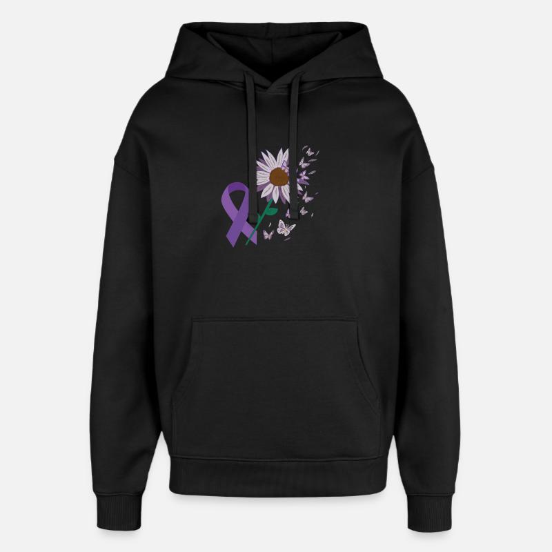 épilepsie violet arc fleur papillon - Sweat à capuche unisexe Stanley/Stella Oversized - noir