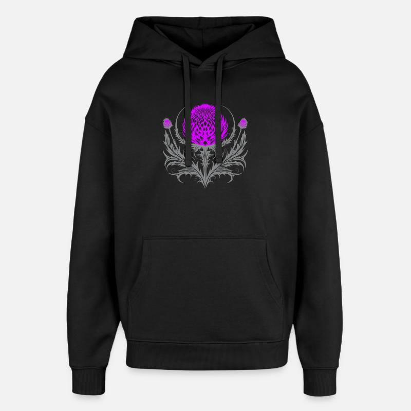 Distel Tattoo Chardon Ecossais Art Botanique - Sweat à capuche unisexe Stanley/Stella Oversized - noir