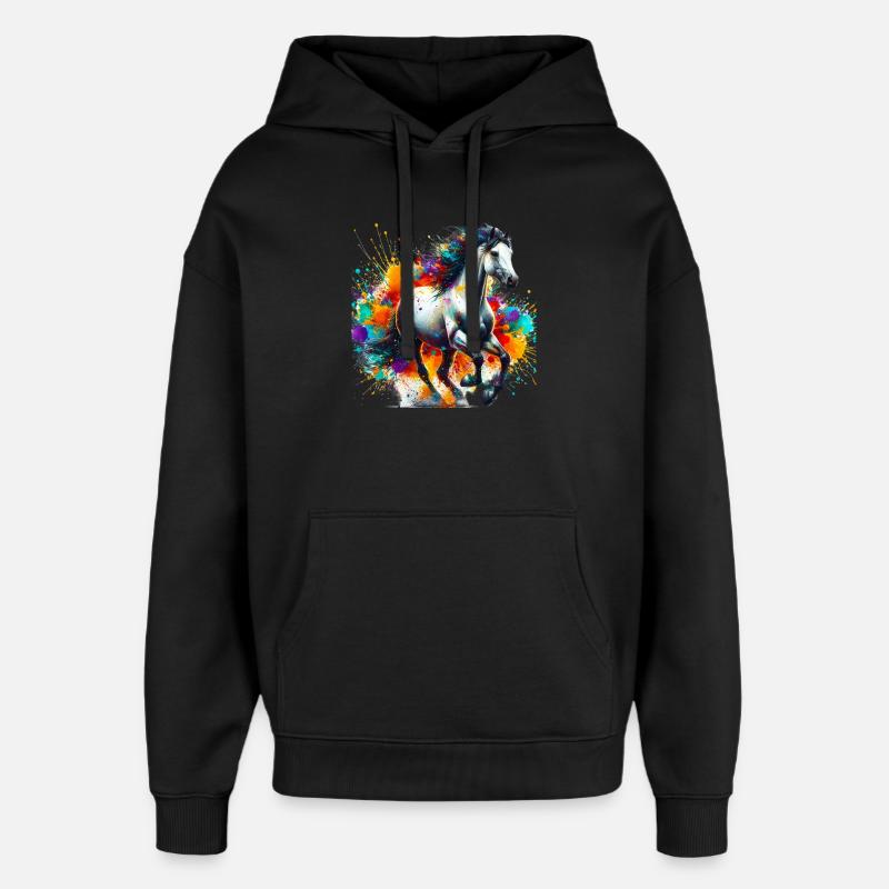 Cheval - Sweat à capuche unisexe Stanley/Stella Oversized - noir