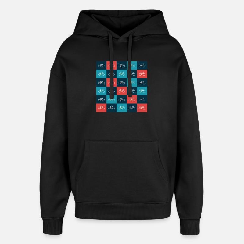 Vibrant Bicycle Pattern Artwork - Oversized Unisex Hoodie by Stanley/Stella - black
