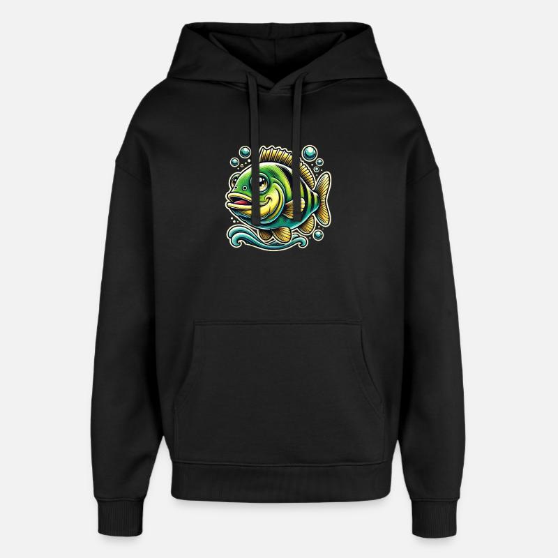 Perch river bass design - Oversized Unisex Hoodie by Stanley/Stella - black