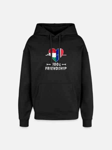 Hungary and France 100% friendship - Oversized Unisex Hoodie by Stanley/Stella - black