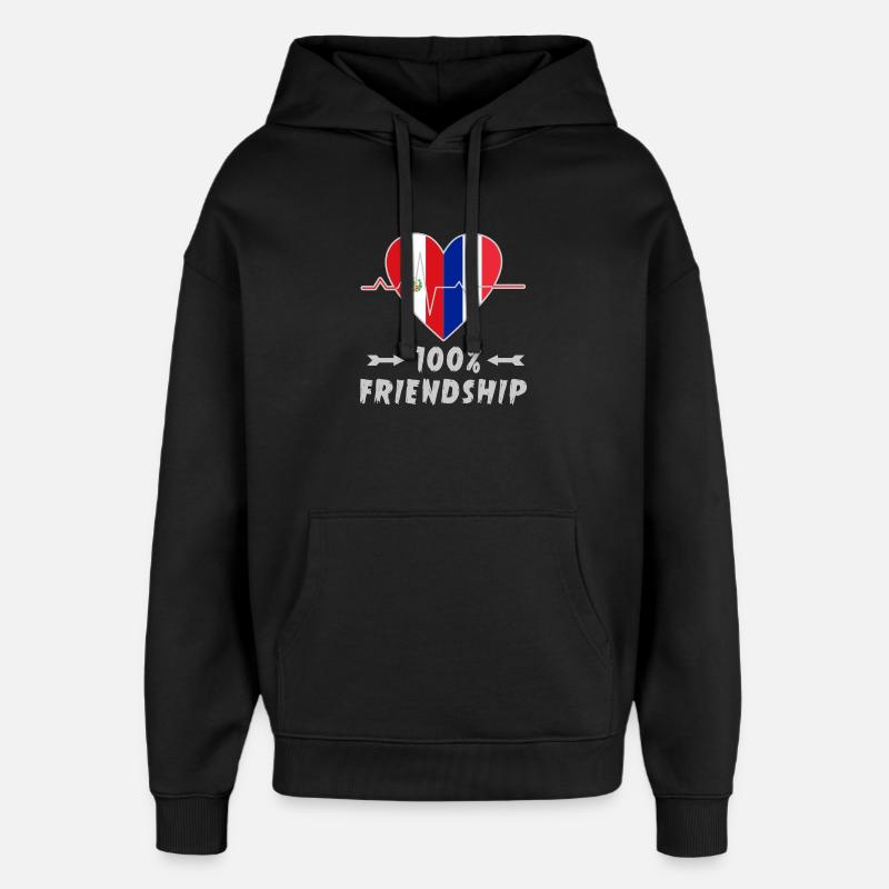 Peru und Frankreich 100% Freundschaft - Oversized Unisex Hoodie von Stanley/Stella - Schwarz