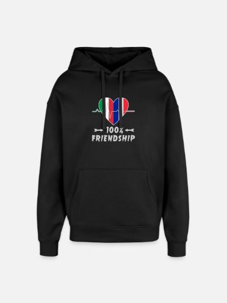 Italia e Francia 100% amicizia - Stanley/Stella Oversized Felpa con cappuccio unisex - nero