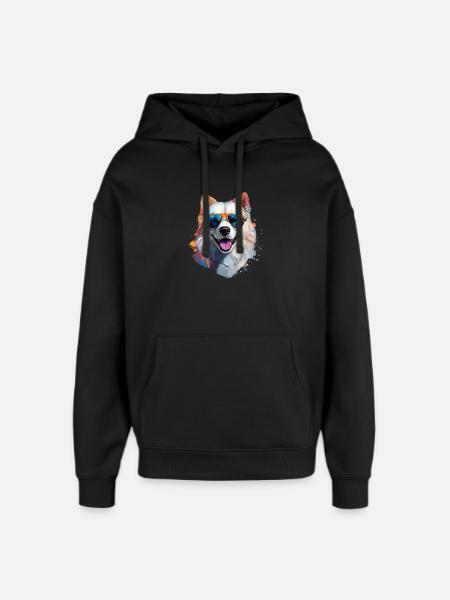Samoyed with sunglasses - Oversized Unisex Hoodie by Stanley/Stella - black