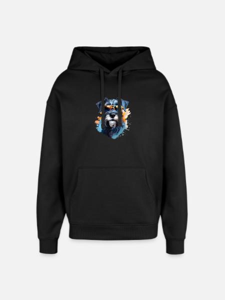 Schnauzer with sunglasses - Oversized Unisex Hoodie by Stanley/Stella - black