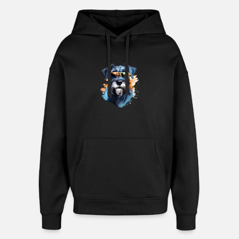 Schnauzer avec lunettes de soleil - Sweat à capuche unisexe Stanley/Stella Oversized - noir