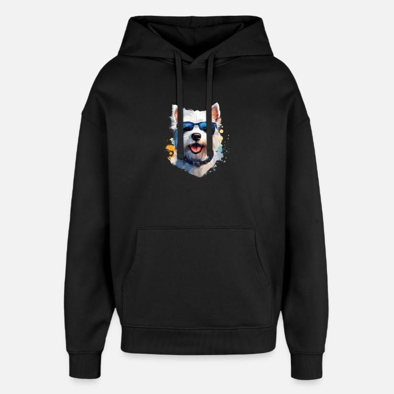 Westie avec lunettes de soleil - Sweat à capuche unisexe Stanley/Stella Oversized - noir