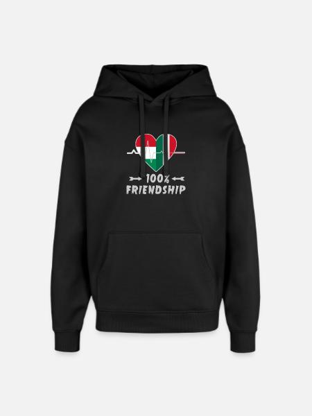 Hungary and Italy 100% friendship - Oversized Unisex Hoodie by Stanley/Stella - black