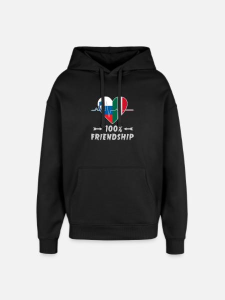 Slovenia e Italia 100% amicizia - Stanley/Stella Oversized Felpa con cappuccio unisex - nero