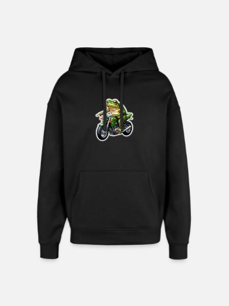 Frog on motorcycle - Oversized Unisex Hoodie by Stanley/Stella - black