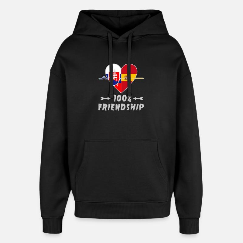 Slowakei und Spanien 100% Freundschaft - Oversized Unisex Hoodie von Stanley/Stella - Schwarz
