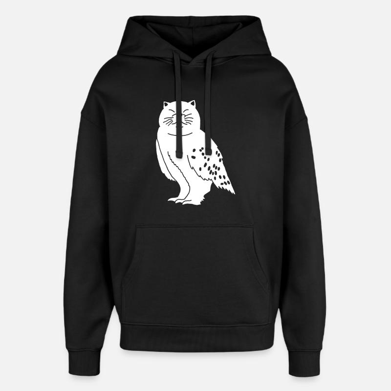 Eule Katze - Oversized Unisex Hoodie von Stanley/Stella - Schwarz