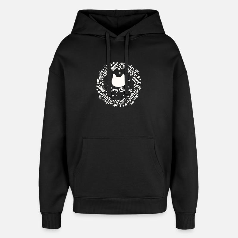Weihnachtskranz mit Katze - Merry Catmas - Oversized Unisex Hoodie von Stanley/Stella - Schwarz